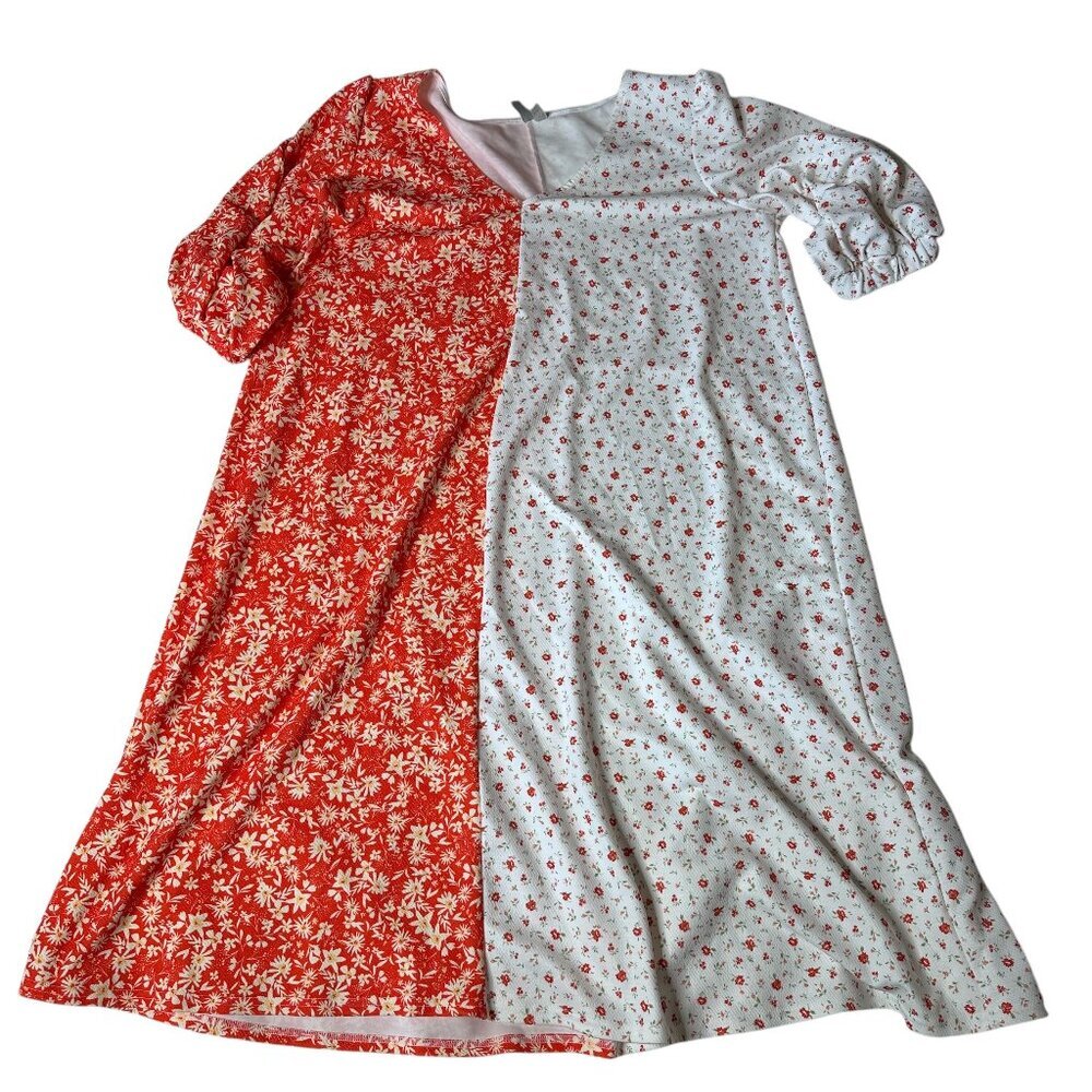 Asos mixed pattern  floral orange white loose fit dress size 14